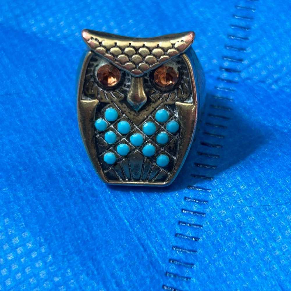 vintage owl ring copper gold plated j4 - image 7