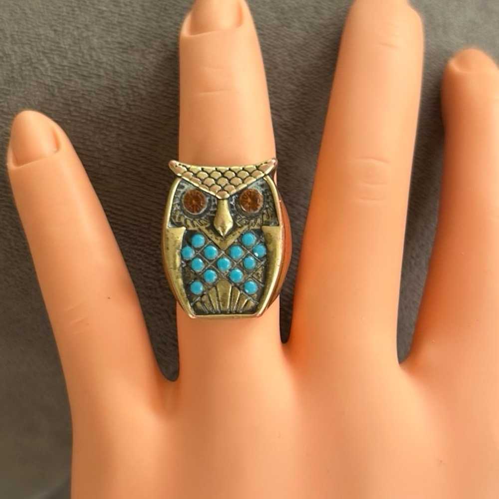 vintage owl ring copper gold plated j4 - image 8