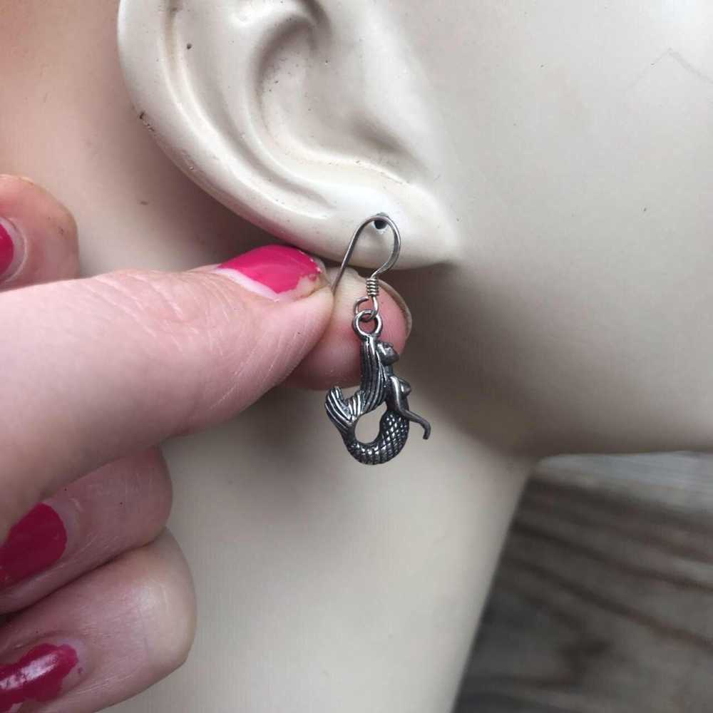 925 Sterling Silver mermaid dangle earrings - image 3