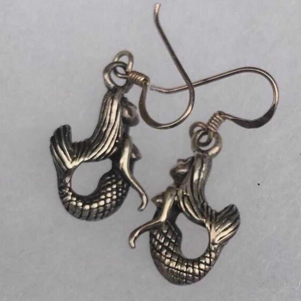 925 Sterling Silver mermaid dangle earrings - image 4