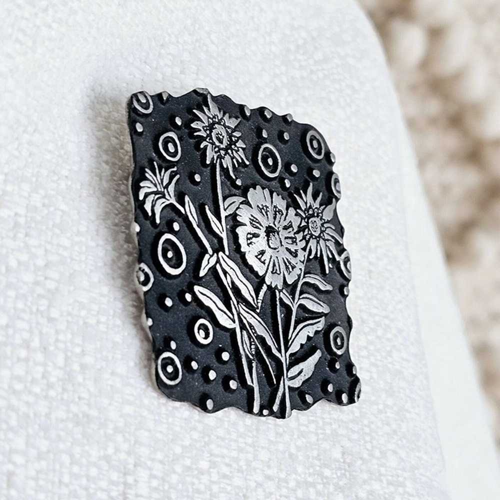 Vintage Urban Fetishes Pewter Sunflower Floral Br… - image 4