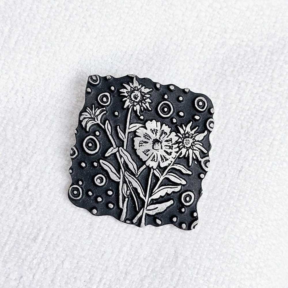 Vintage Urban Fetishes Pewter Sunflower Floral Br… - image 9