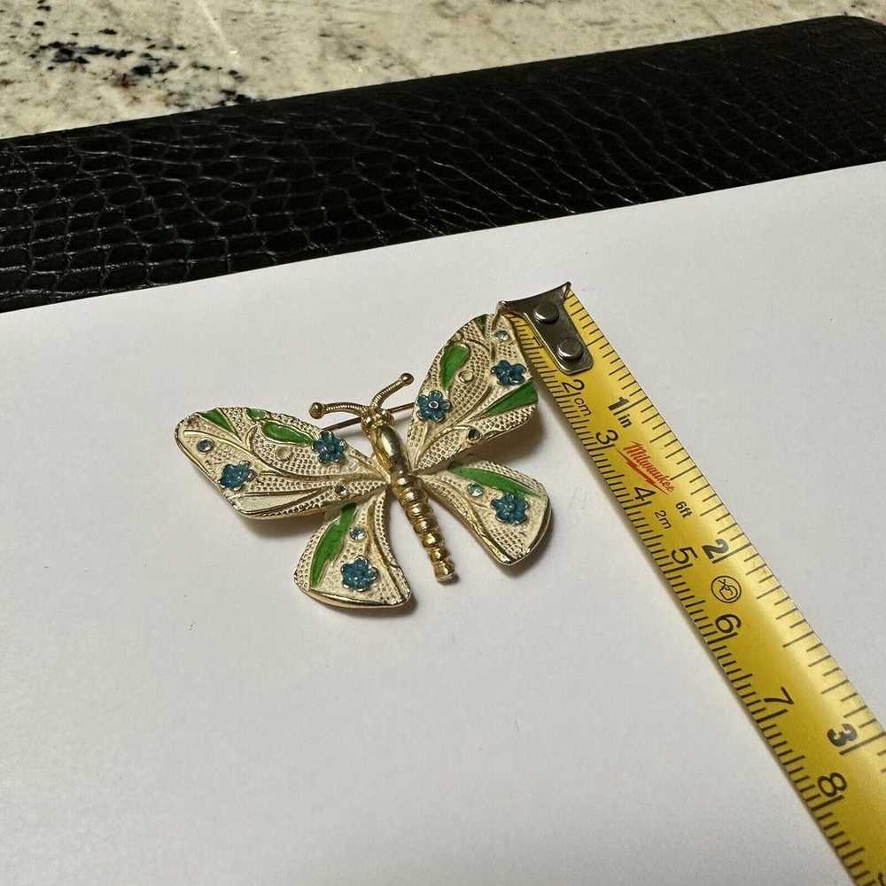 Vintage Signed BSK Gold Tone Butterfly Brooch Pin… - image 3