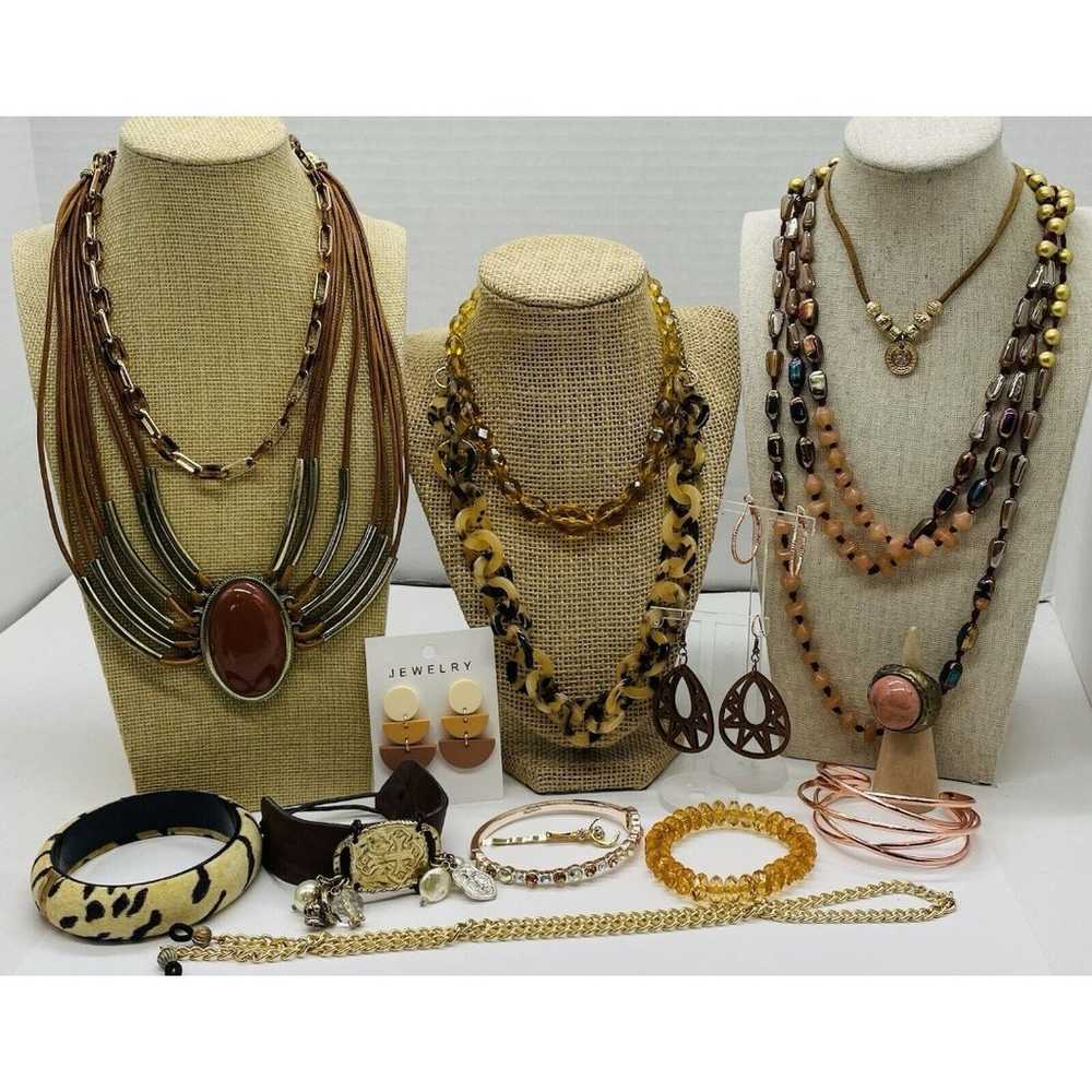 17 PC Vintage to New Jewelry Lot BOHO THEME Brace… - image 1