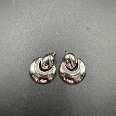 vintage MONET silver tone pierced earrings - image 1