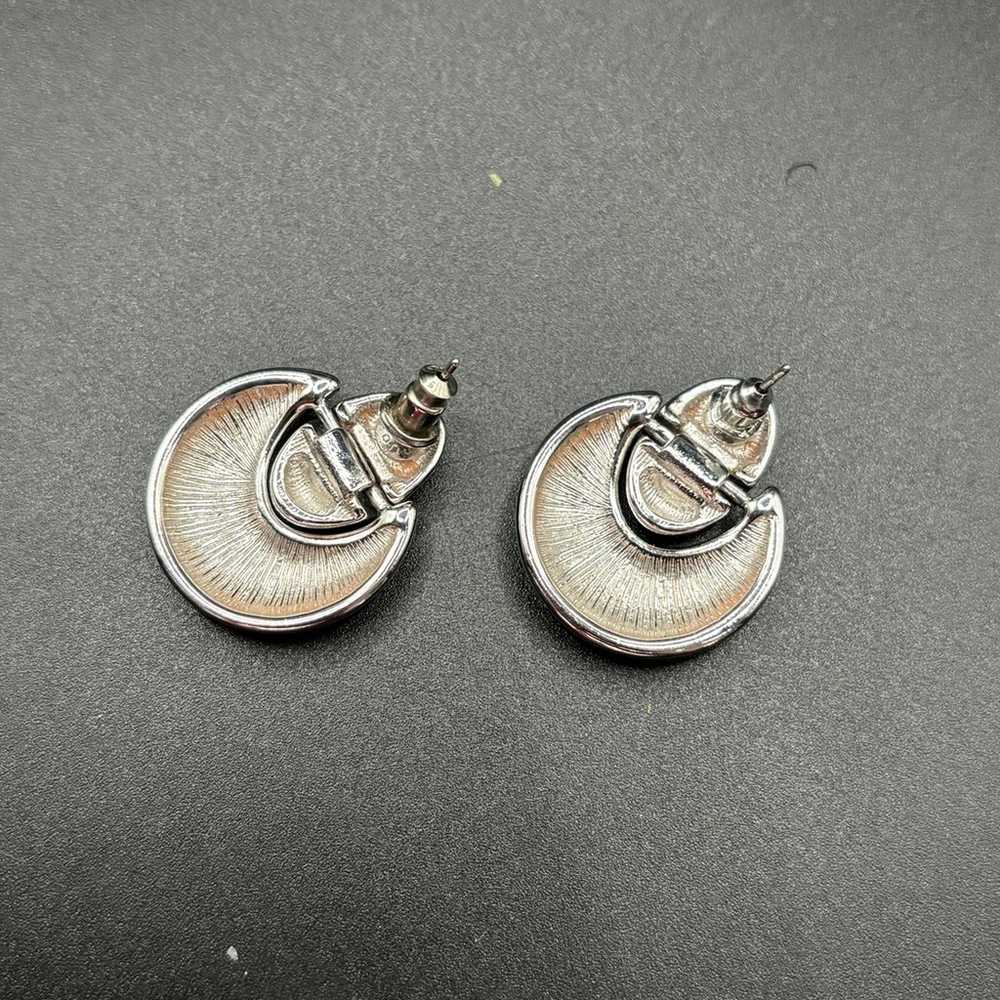 vintage MONET silver tone pierced earrings - image 2