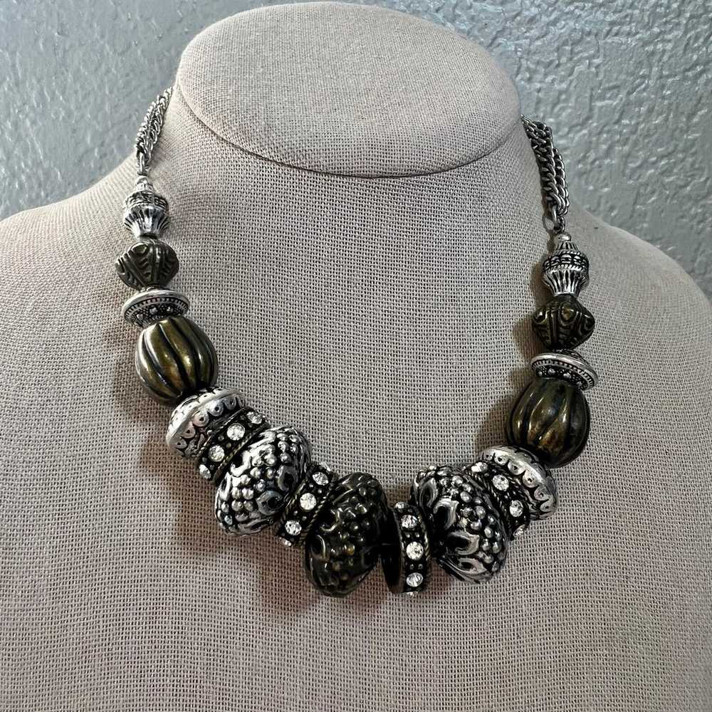 Vintage Premier Designs Silver Tone Chunky Bead L… - image 4