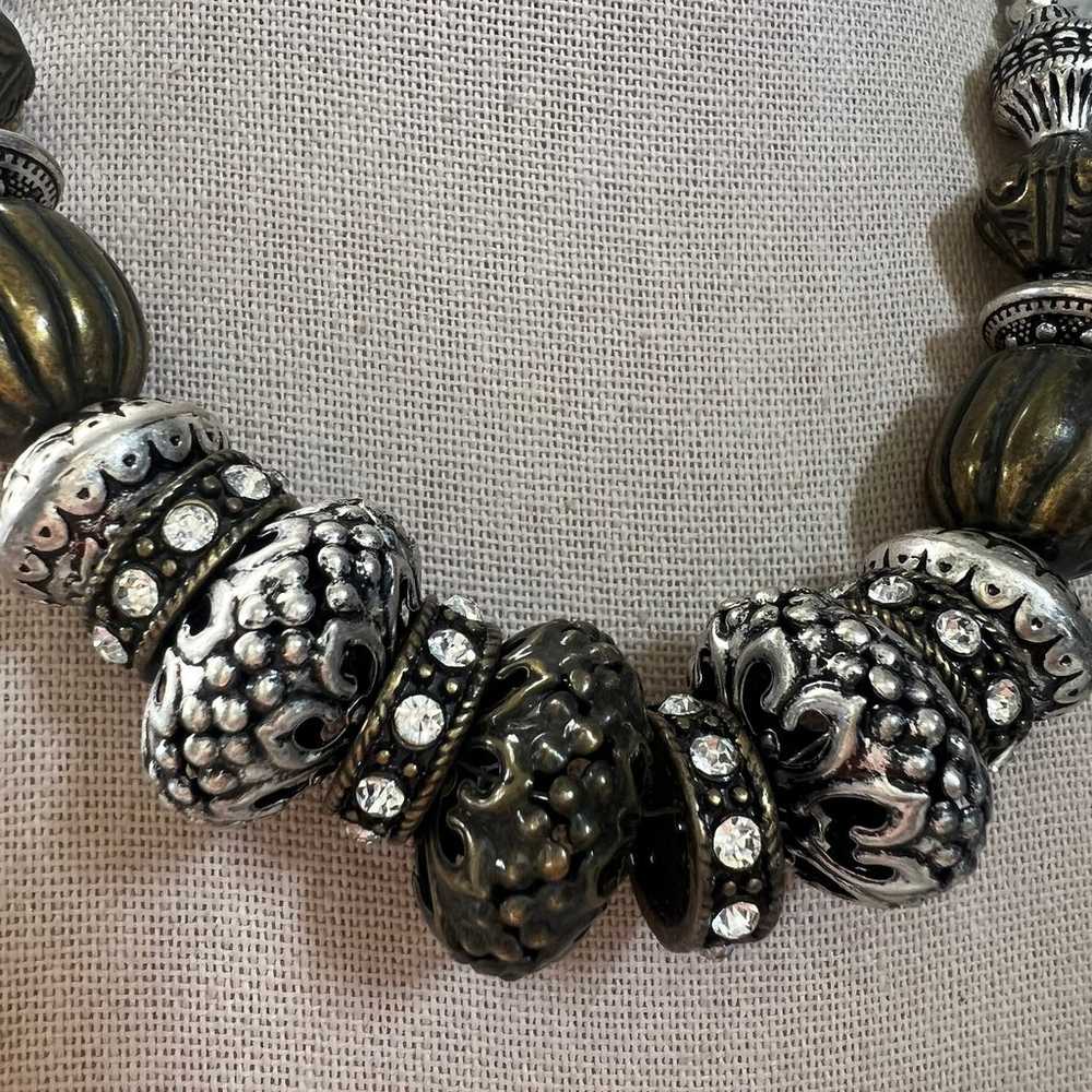 Vintage Premier Designs Silver Tone Chunky Bead L… - image 5