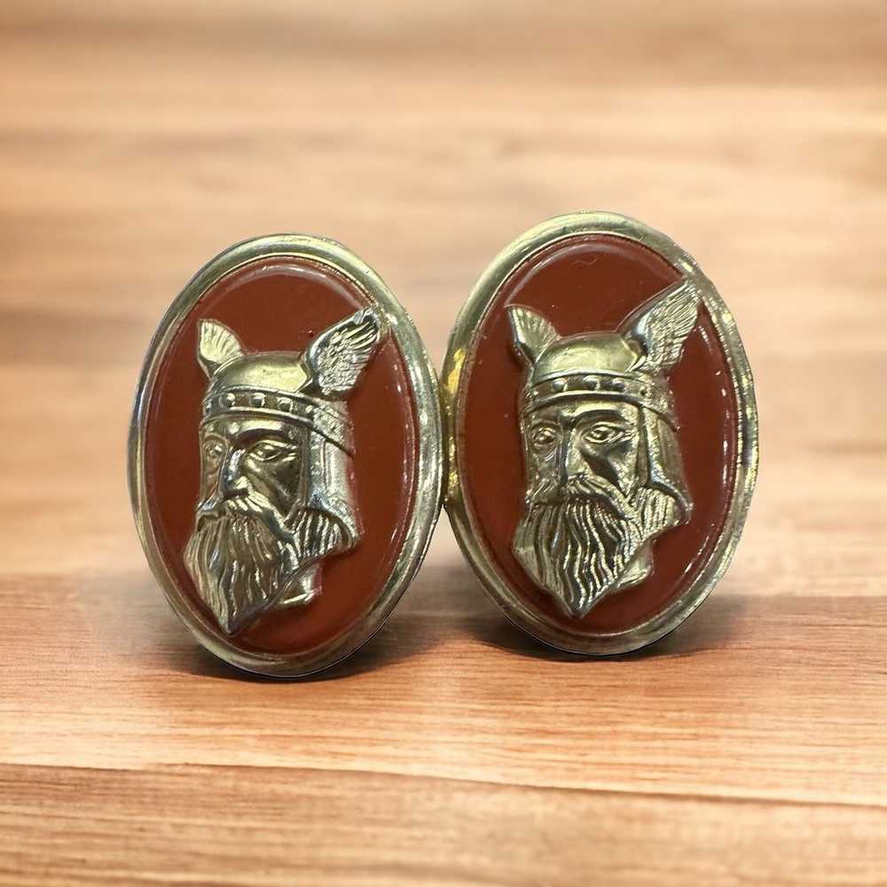 Vintage Swank Nordic Viking Cufflinks Burnt Umber… - image 10