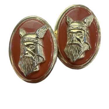 Vintage Swank Nordic Viking Cufflinks Burnt Umber… - image 1