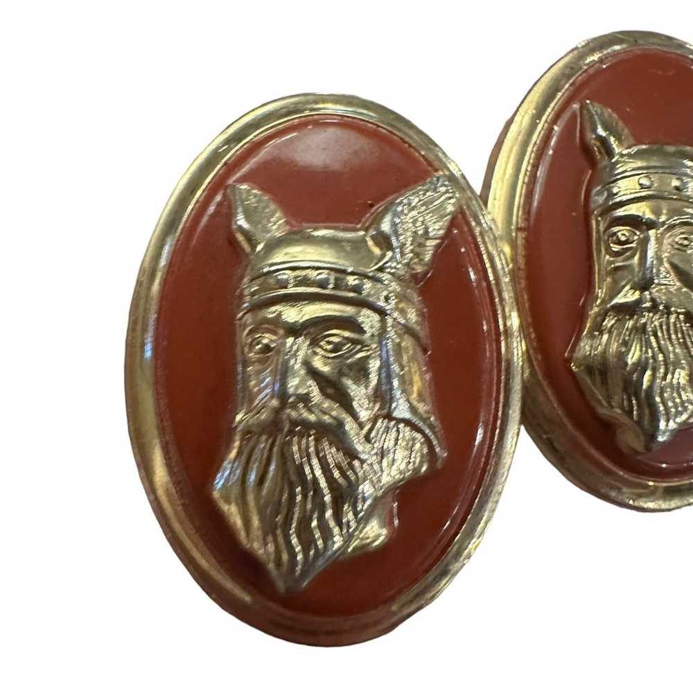 Vintage Swank Nordic Viking Cufflinks Burnt Umber… - image 5