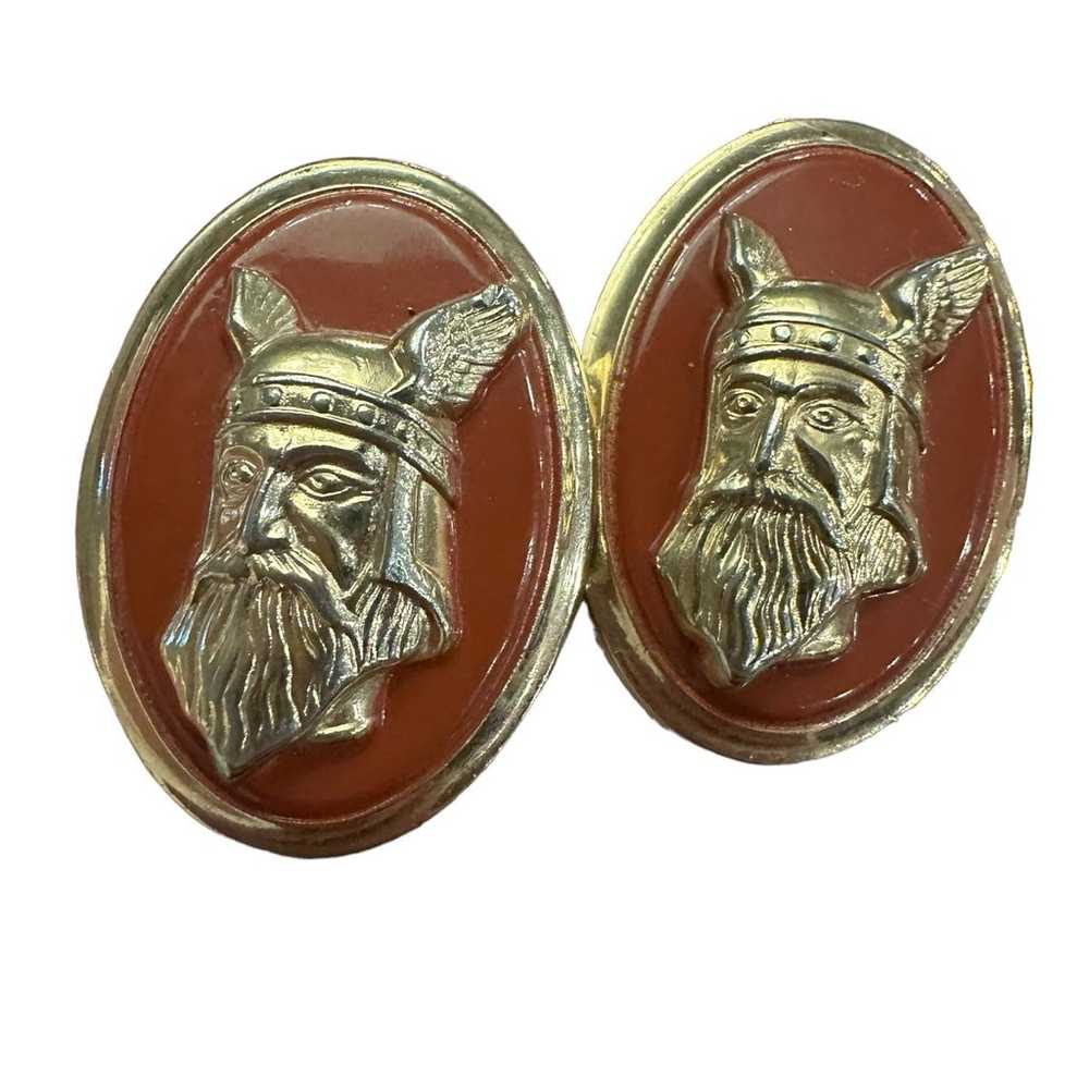 Vintage Swank Nordic Viking Cufflinks Burnt Umber… - image 6