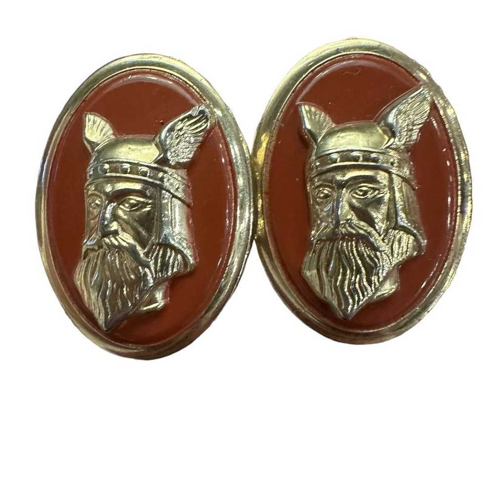 Vintage Swank Nordic Viking Cufflinks Burnt Umber… - image 7