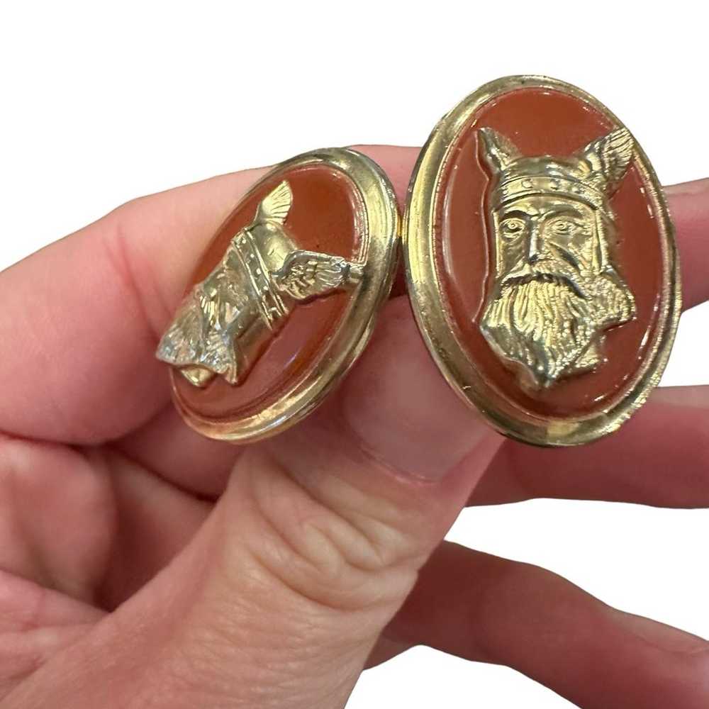 Vintage Swank Nordic Viking Cufflinks Burnt Umber… - image 9