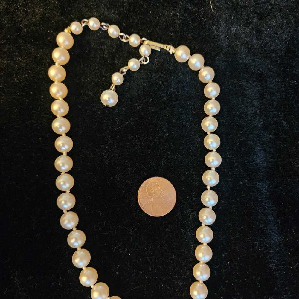 Vintage Glass Faux Pearl Necklace Champagne  13.5… - image 1