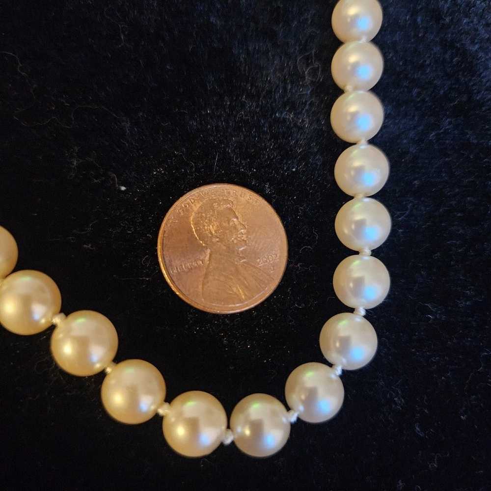 Vintage Glass Faux Pearl Necklace Champagne  13.5… - image 2