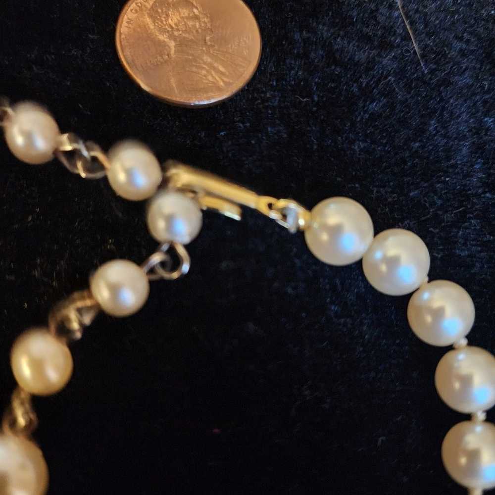 Vintage Glass Faux Pearl Necklace Champagne  13.5… - image 3