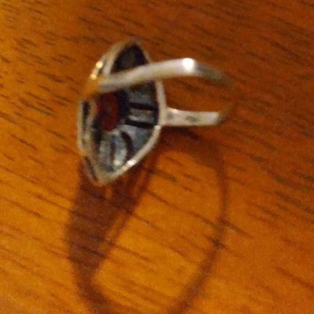 Sterling Silver Ring Garnet Sz 5 - image 2