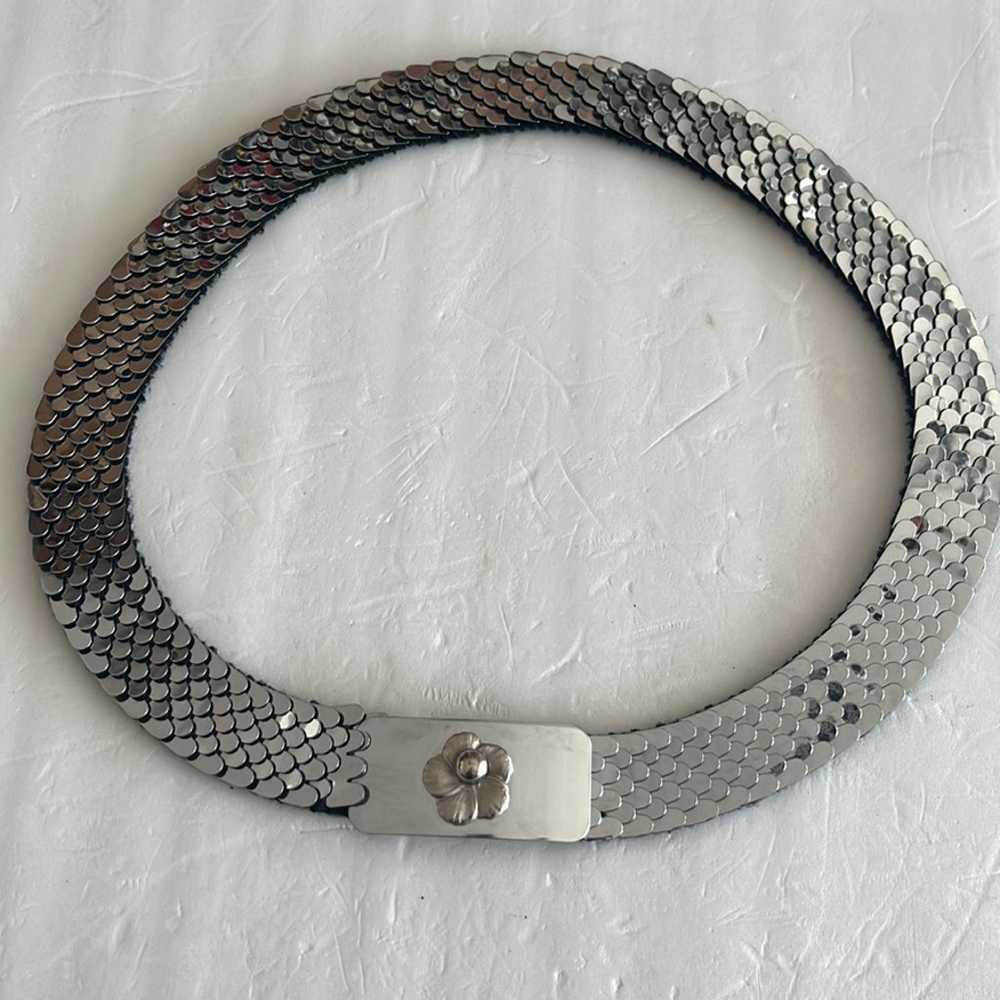 Unique Vintage silver metal elastic belt measures… - image 1