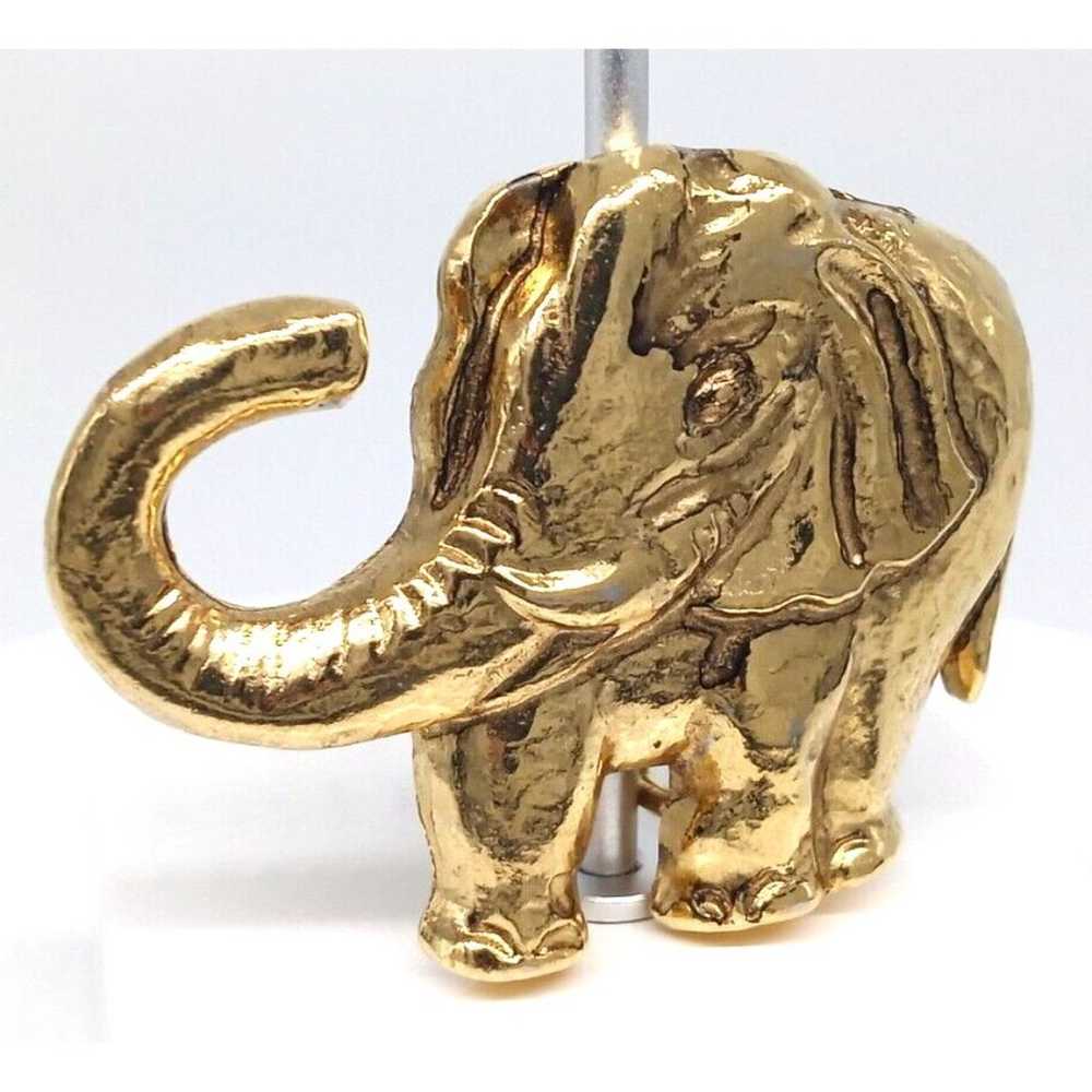 Elephant Scarf Clip Slide Gold Tone Metal Safari … - image 2