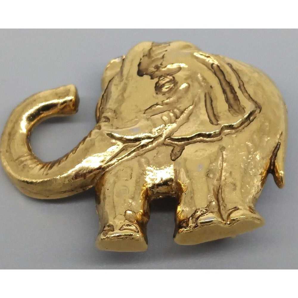 Elephant Scarf Clip Slide Gold Tone Metal Safari … - image 7