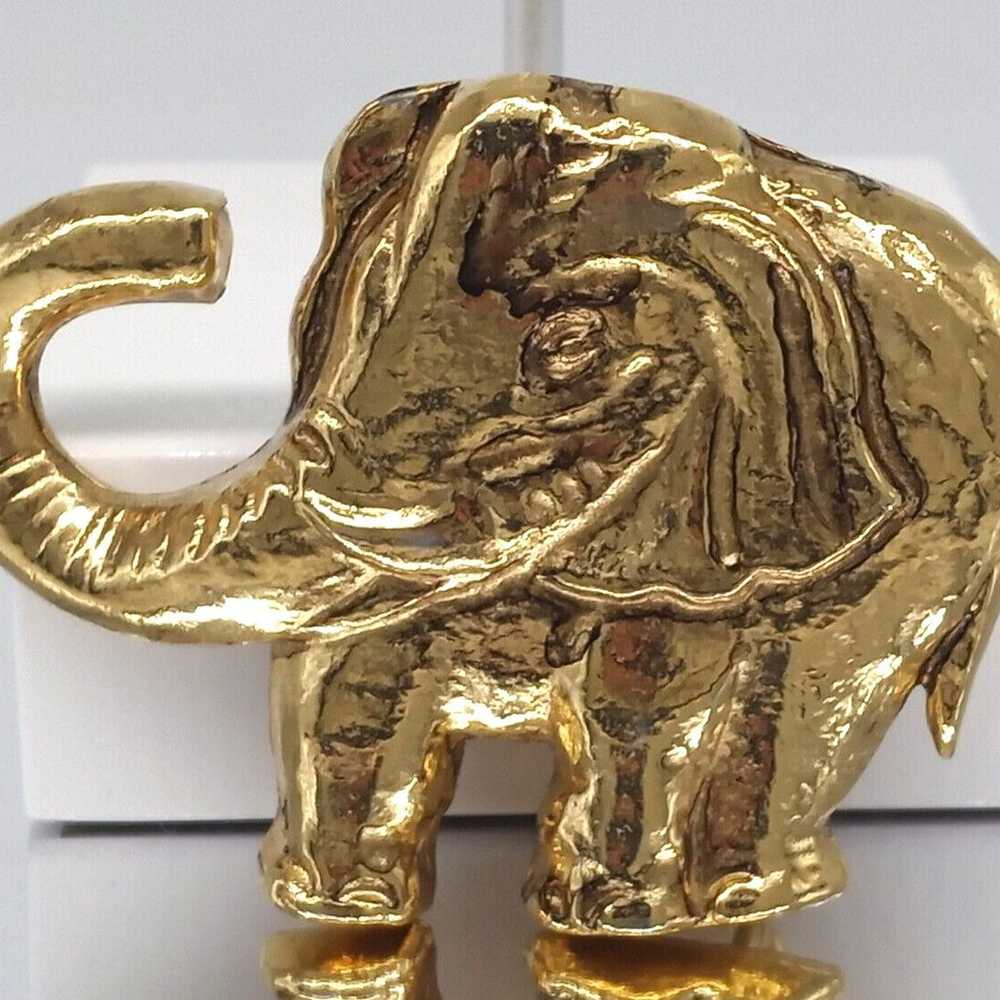 Elephant Scarf Clip Slide Gold Tone Metal Safari … - image 9