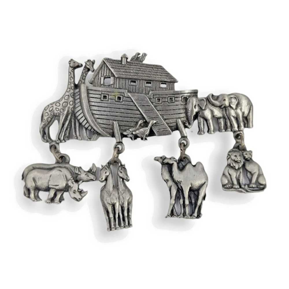 Jonette Jewelry 2.75 inch Pewter Noahs Ark Vintag… - image 1