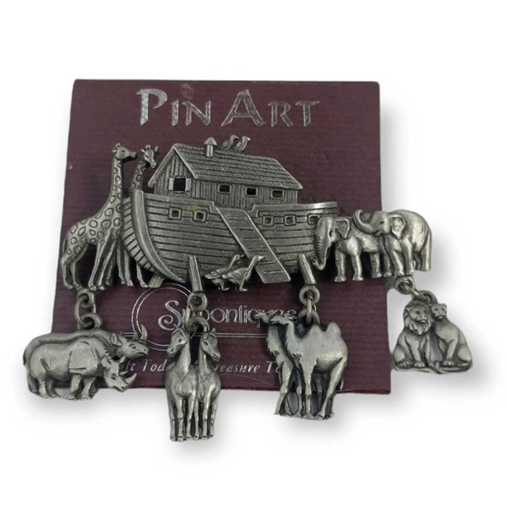 Jonette Jewelry 2.75 inch Pewter Noahs Ark Vintag… - image 2