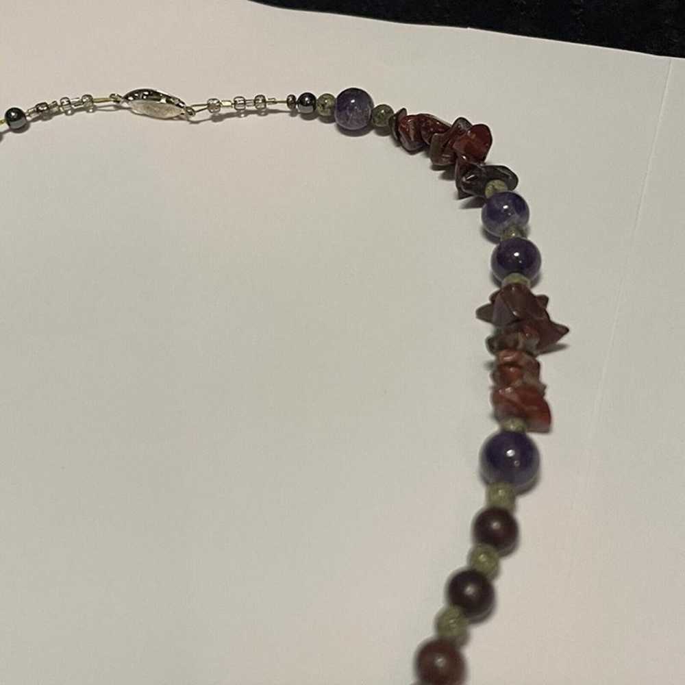 Beaded Costume Jewelry Necklace Stone / Purple / … - image 3