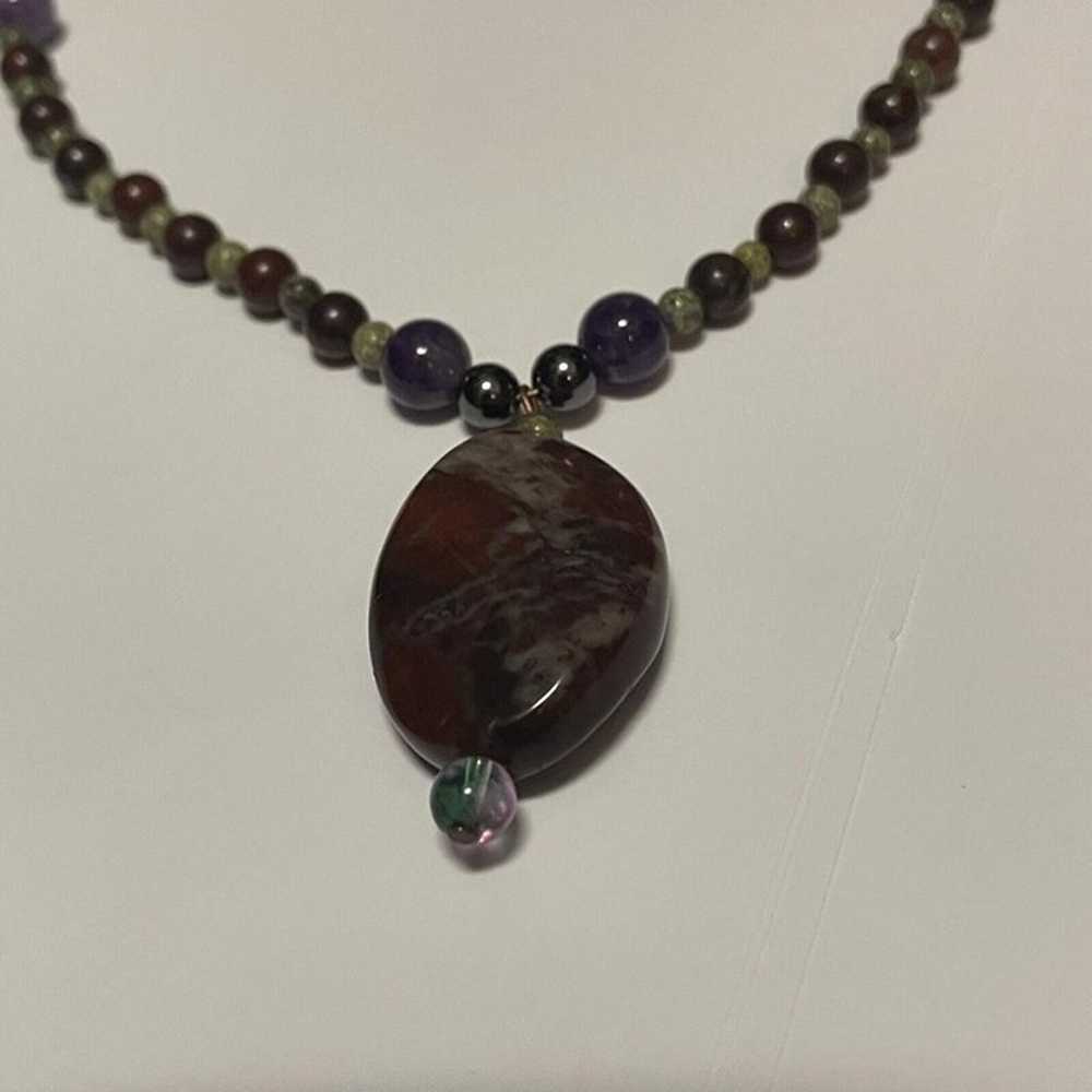 Beaded Costume Jewelry Necklace Stone / Purple / … - image 5