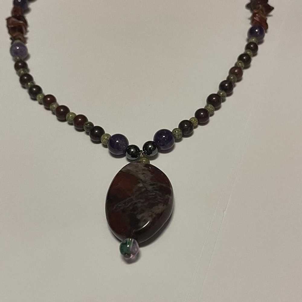 Beaded Costume Jewelry Necklace Stone / Purple / … - image 6