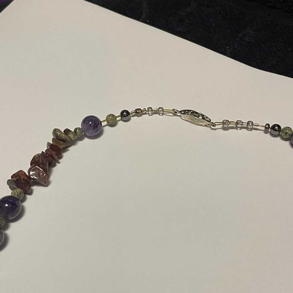 Beaded Costume Jewelry Necklace Stone / Purple / … - image 7