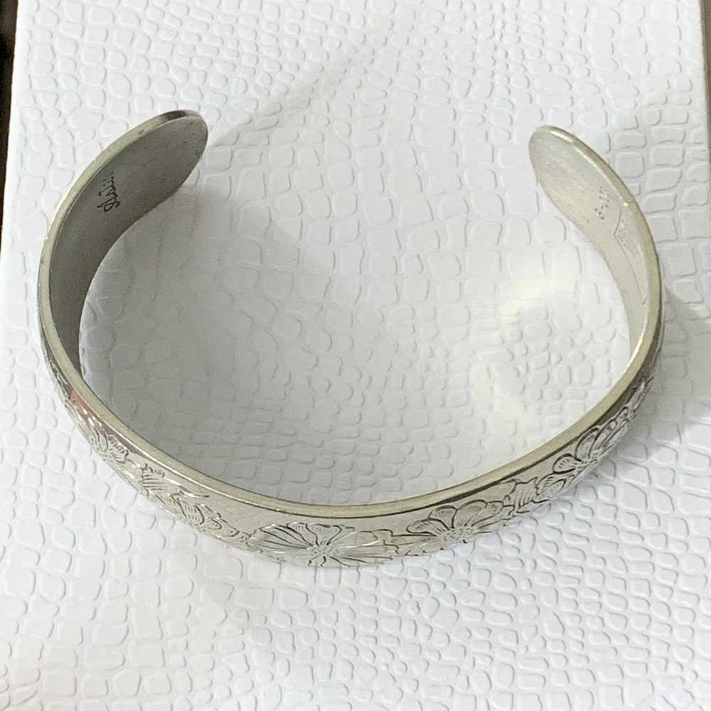 Vintage Kirk Stieff Pewter Cuff Bracelet Flower O… - image 4