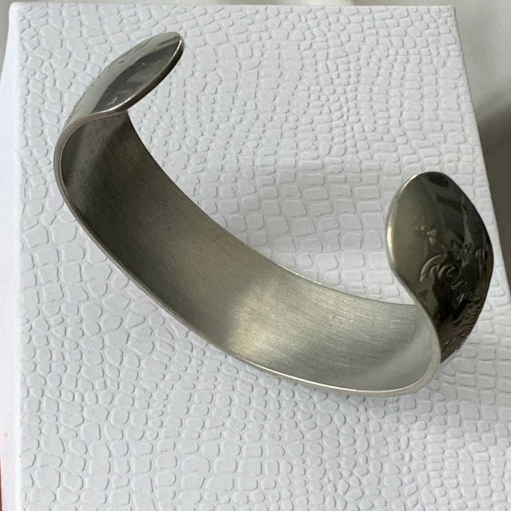 Vintage Kirk Stieff Pewter Cuff Bracelet Flower O… - image 5