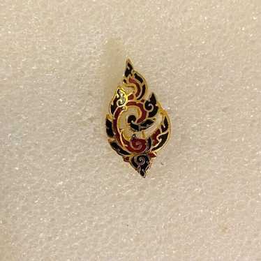 Vintage Siam Gold Tone Black and Red Enamel Leaf … - image 1