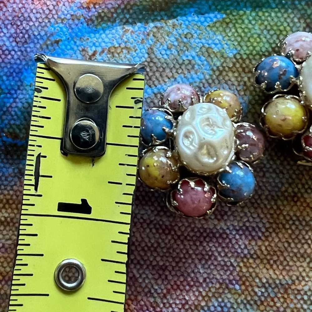 Vintage Pearl Pastel Beaded Clip Earrings - image 4