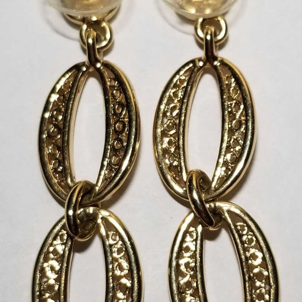 Vintage double oval hoop drop earrings - image 4