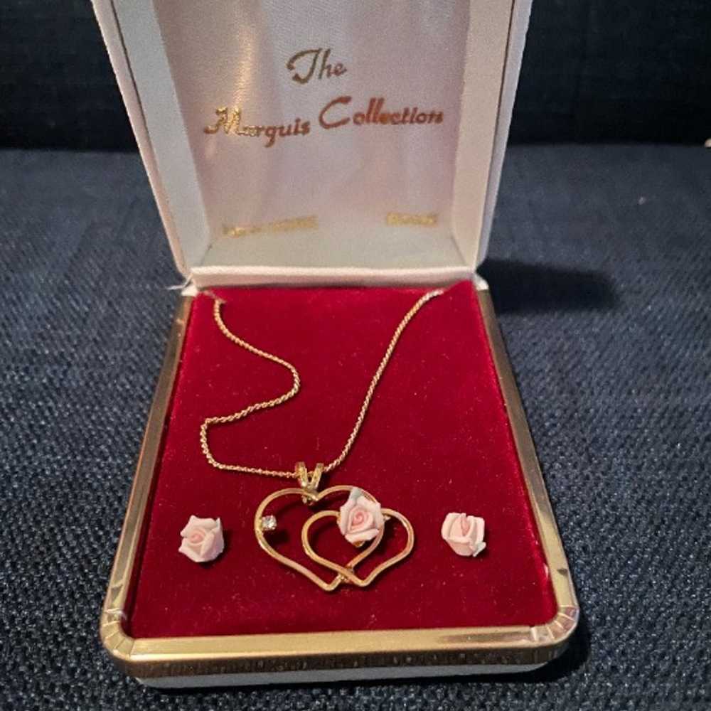 Vintage The Marquis Collection Gold Rose Pendant … - image 2