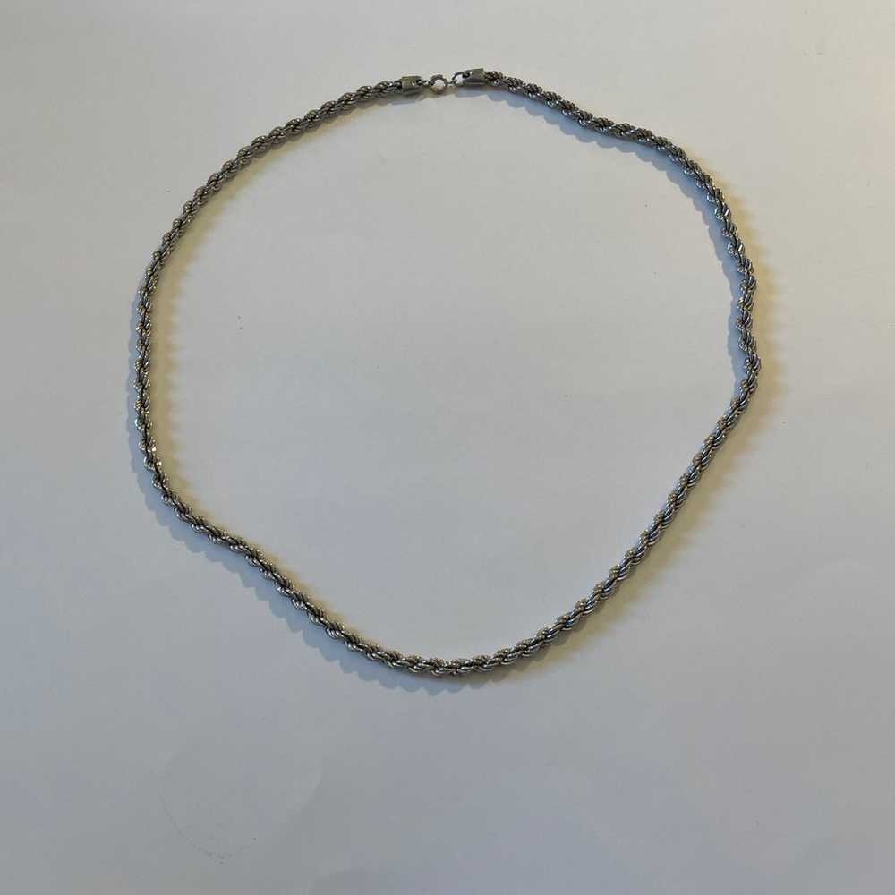 Vintage silver twisted rope 28” long - image 2