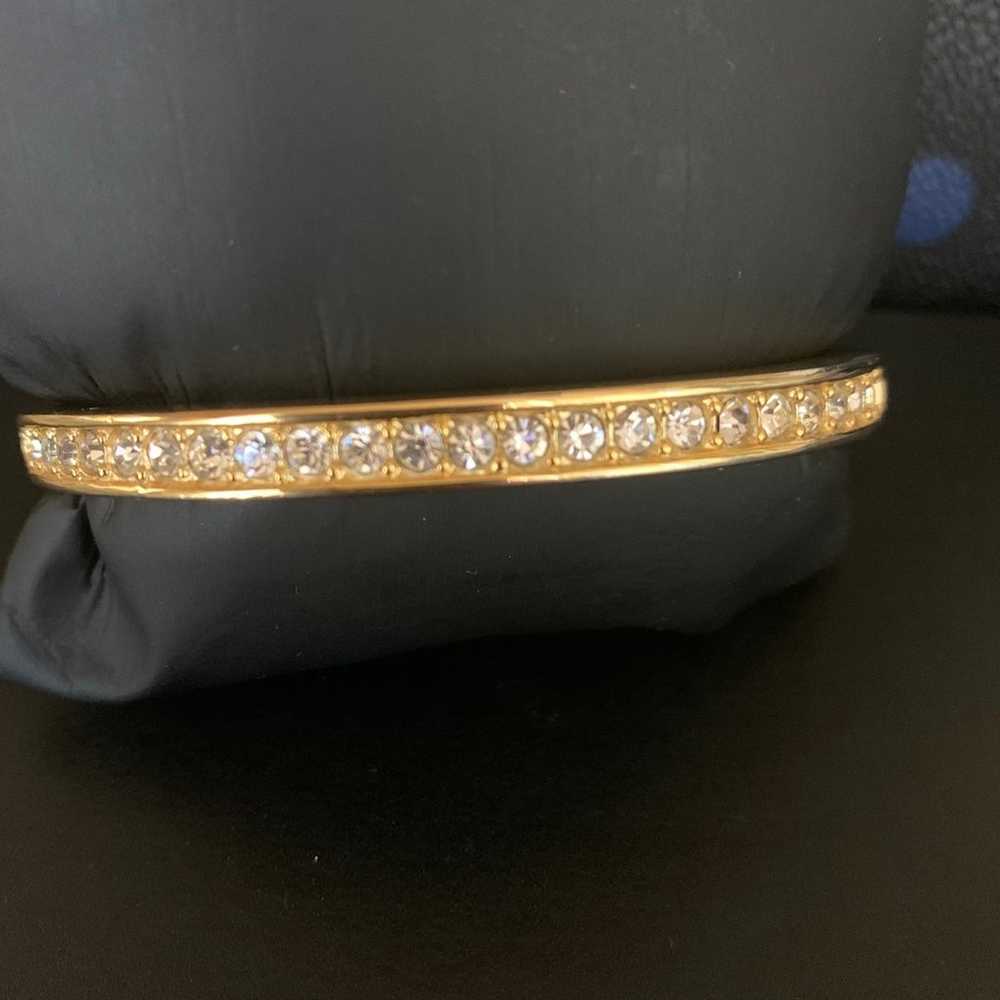 Vintage Roman Rhinestone Hinged Bangle Bracelet G… - image 11