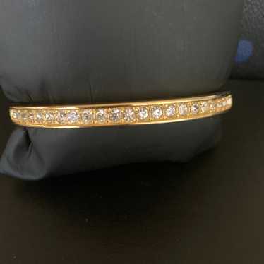 Vintage Roman Rhinestone Hinged Bangle Bracelet G… - image 1