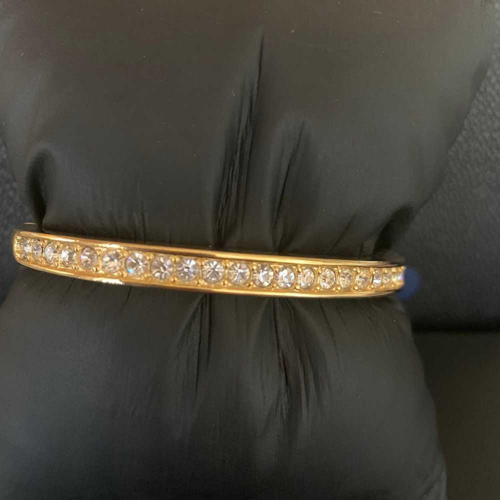 Vintage Roman Rhinestone Hinged Bangle Bracelet G… - image 3