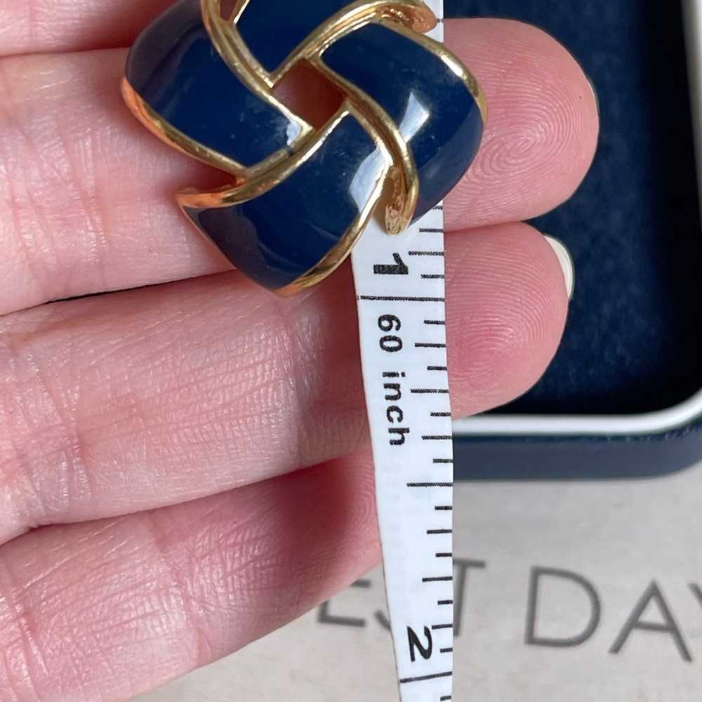 Vintage earrings navy blue & gold metal - image 7