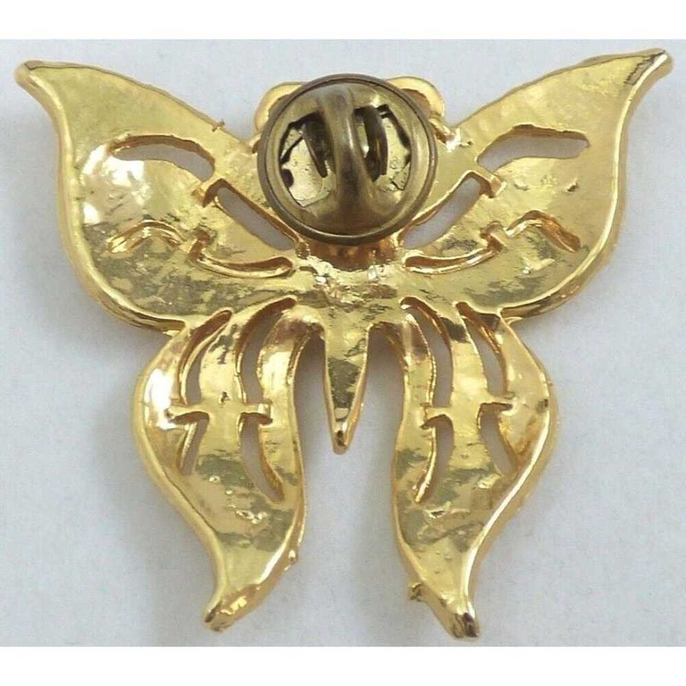 Butterfly Brooch Pin Gold Tone Metal Signed Ballo… - image 7