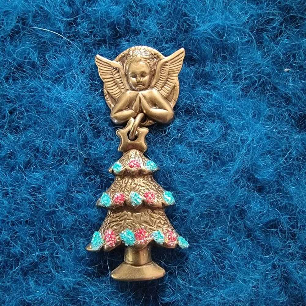 Vintage Angel and Christmas Tree Holiday Dangle E… - image 4