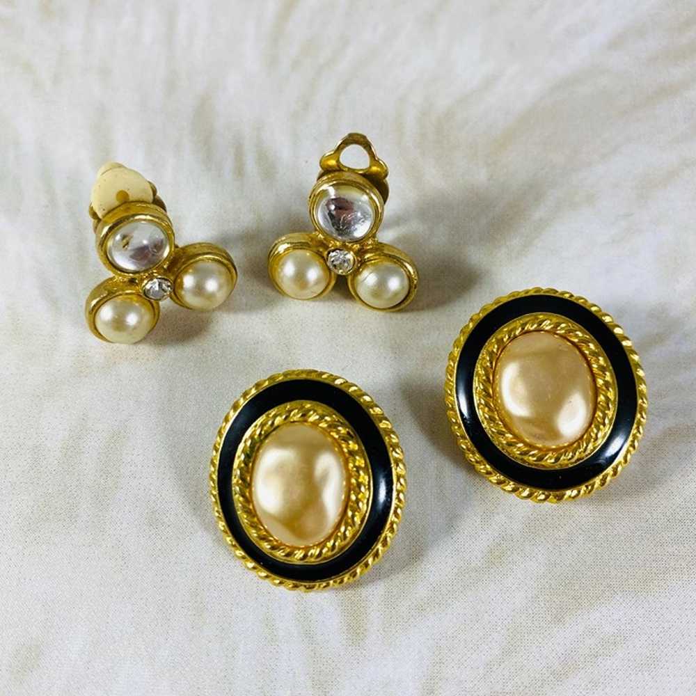 2 pairs of vintage clip on earrings faux pearls a… - image 1