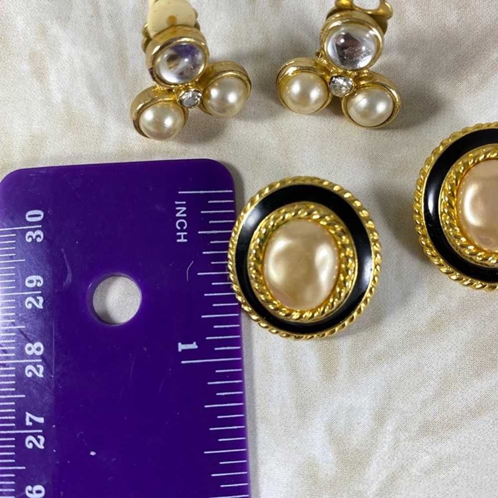 2 pairs of vintage clip on earrings faux pearls a… - image 3