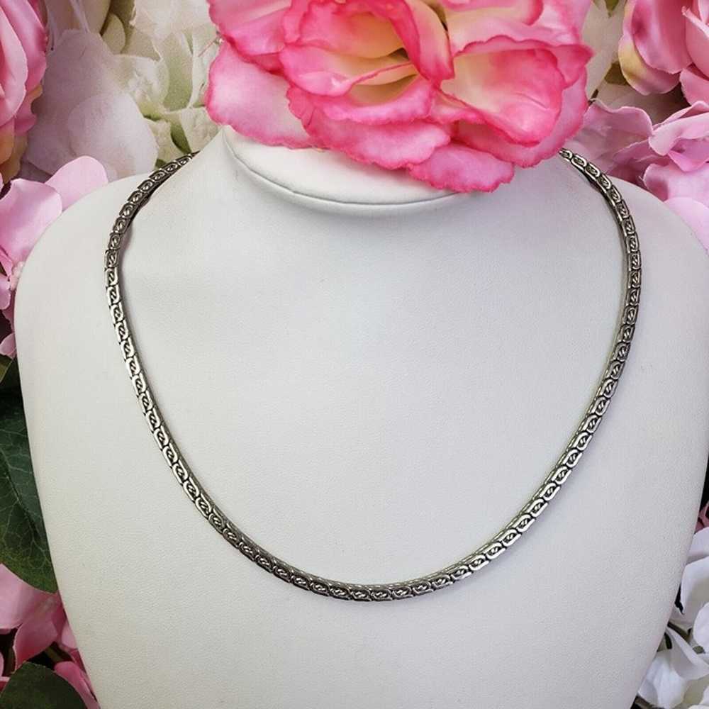 Short Silver Tone Chain Choker Necklace 18" Long - image 11