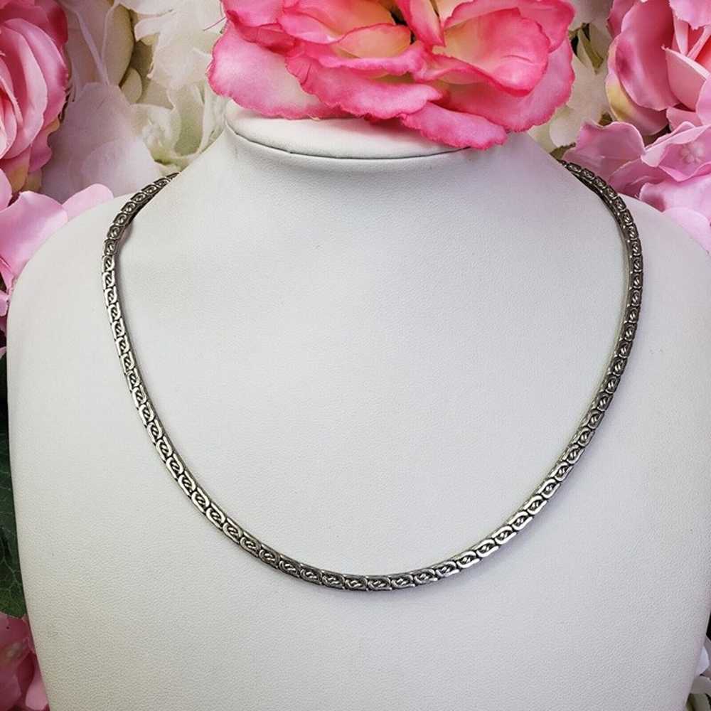 Short Silver Tone Chain Choker Necklace 18" Long - image 12