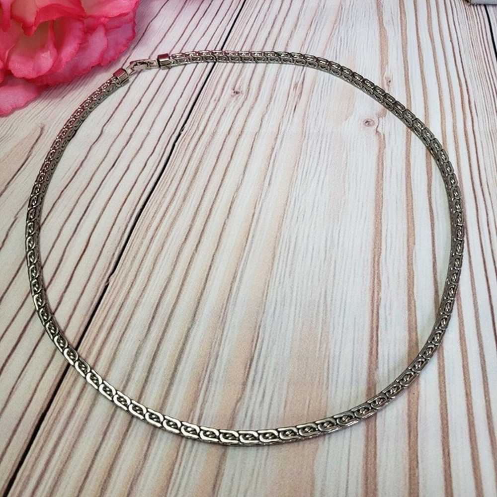 Short Silver Tone Chain Choker Necklace 18" Long - image 1